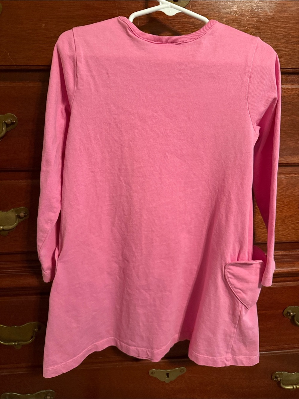 Hanna Andersson Girls' Pink Long-Sleeve Heart Pocket Dress 110cm/ Size 5t - Picture 5 of 5
